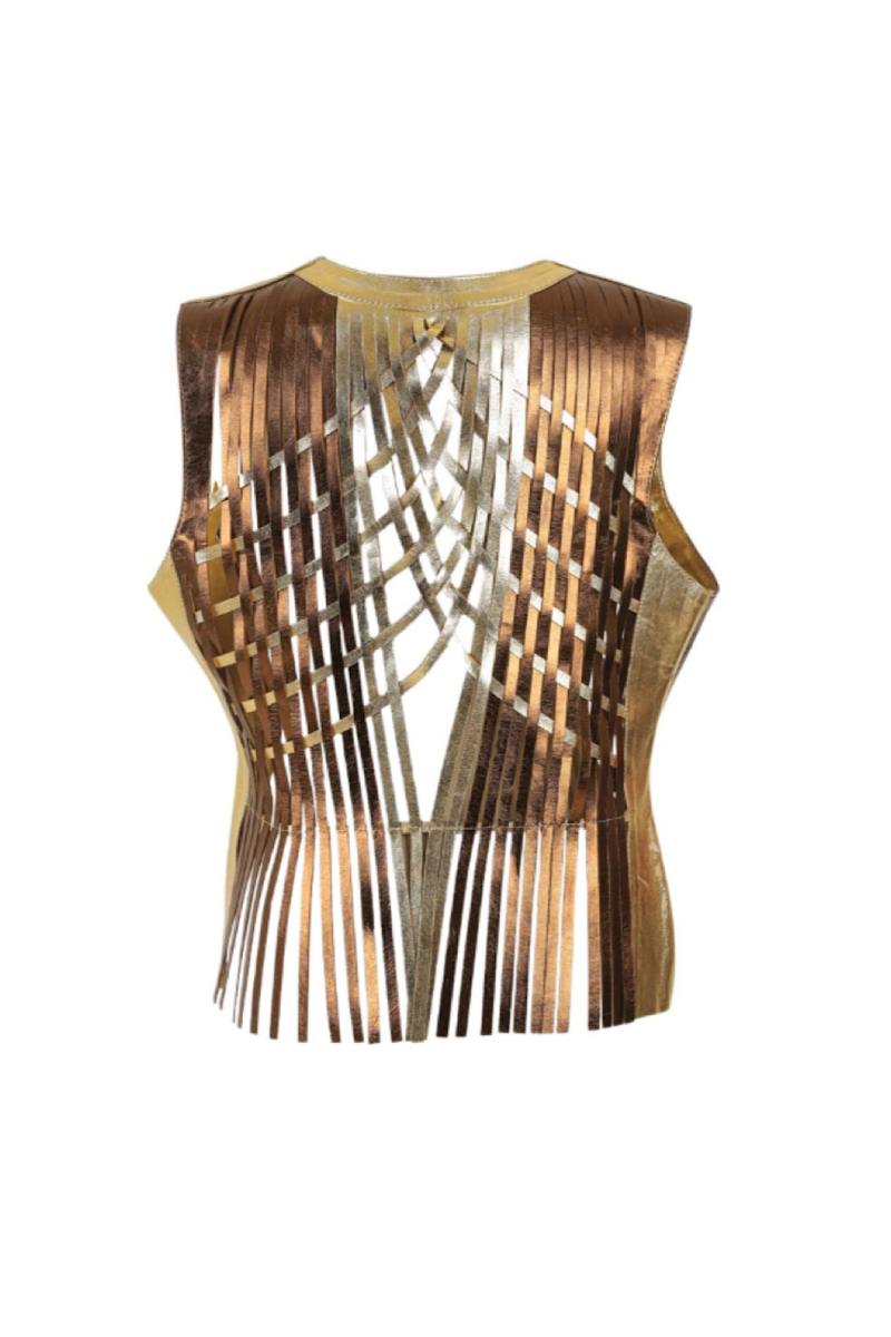 ATTALEA LEATHER VEST IN COPPER - CULT MIA