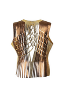 Double A Attalea leather vest in copper, featuring a fitted design with detailed stitching and a sleek leather finish.