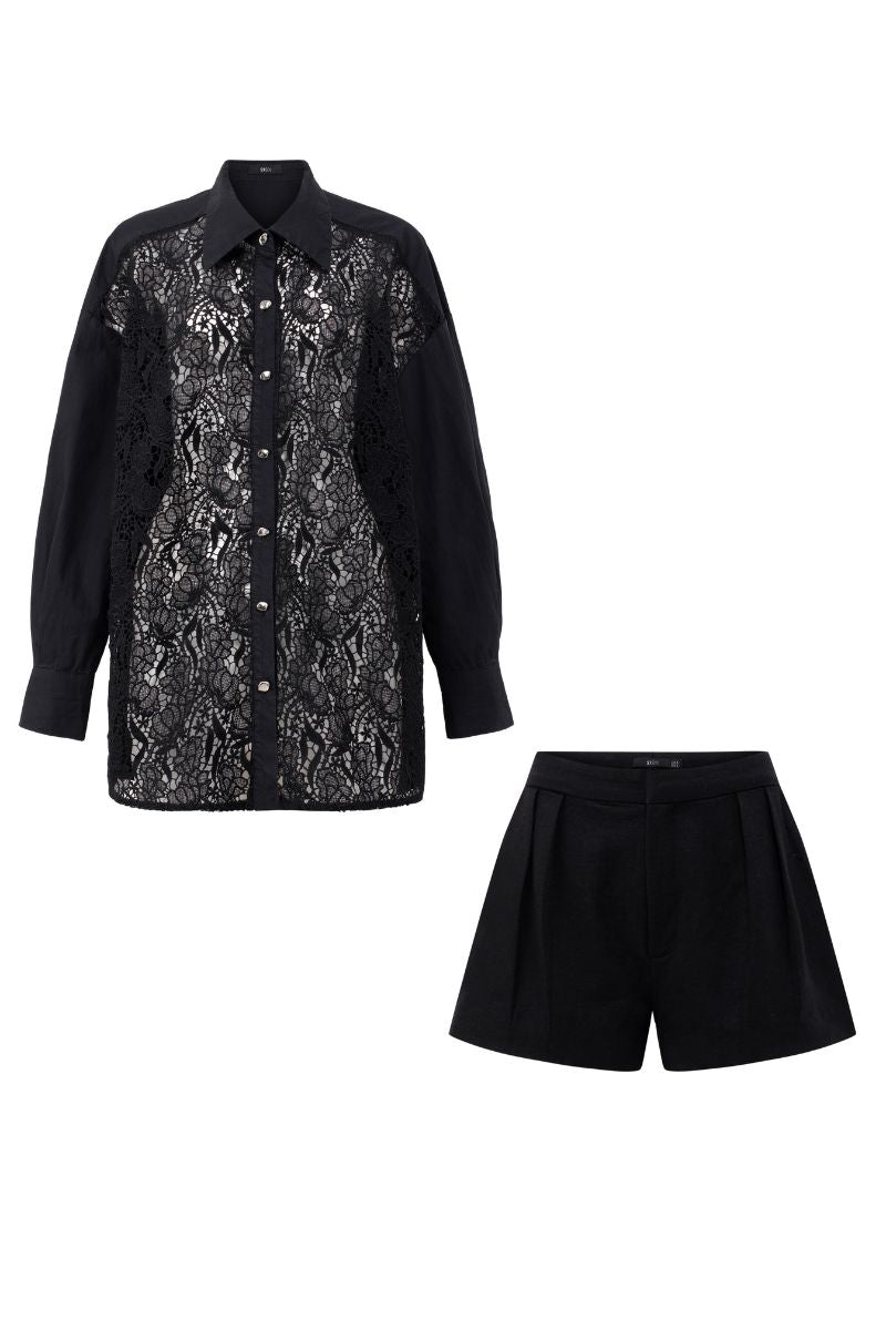 ELOISE LACE MIXED RAW SHIRT SET - CULT MIA