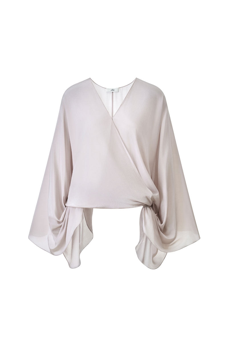 Leica gentle long sleeve shirt in ivory, featuring a soft fabric and classic fit, displayed on a hanger.