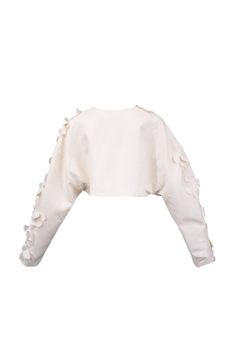 Blikvanger Milky Floral Bolero jacket with soft fabric and delicate floral pattern, perfect for light layering.