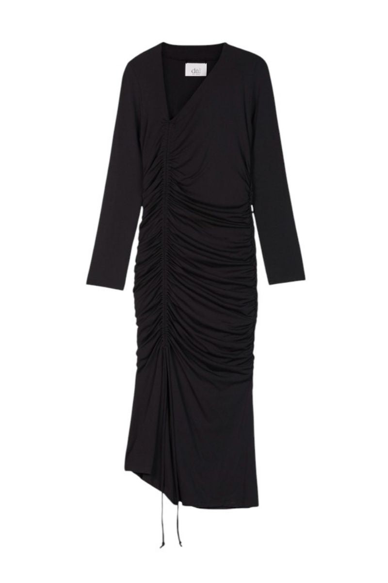 MODAL RUCHED ASYMMETRIC MIDI DRESS - CULT MIA