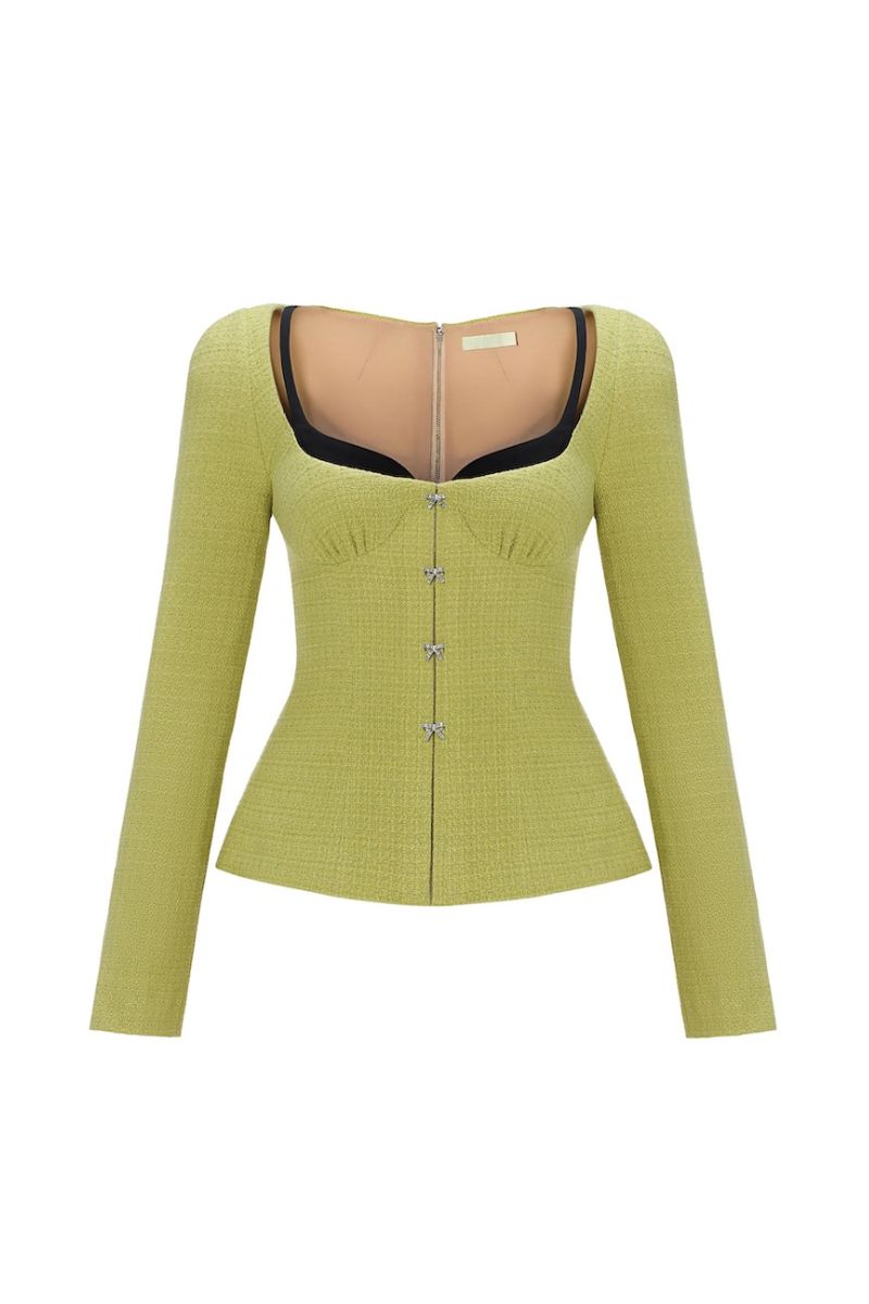 LIME TWEED CORSET BLAZER
