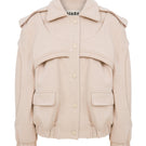 Cream ColoReve soft cave biker jacket pictured, featuring a relaxed fit and stylish design perfect for casual wear