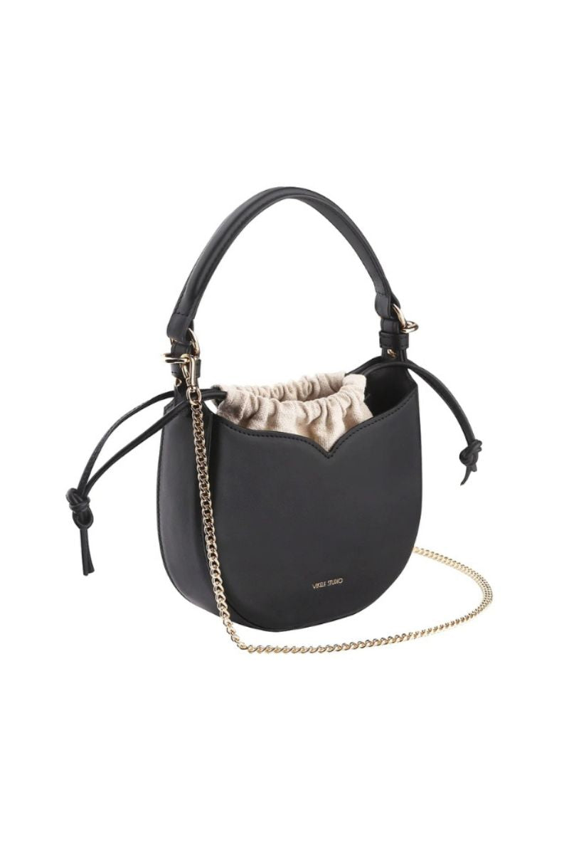 Black VIKELE STUDIO Maria Mini Bag with top handle, compact and stylish for everyday use.