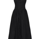 Black Luna midi dress by Summer Away, featuring a sleek, elegant silhouette perfect for casual or dressy occasions.