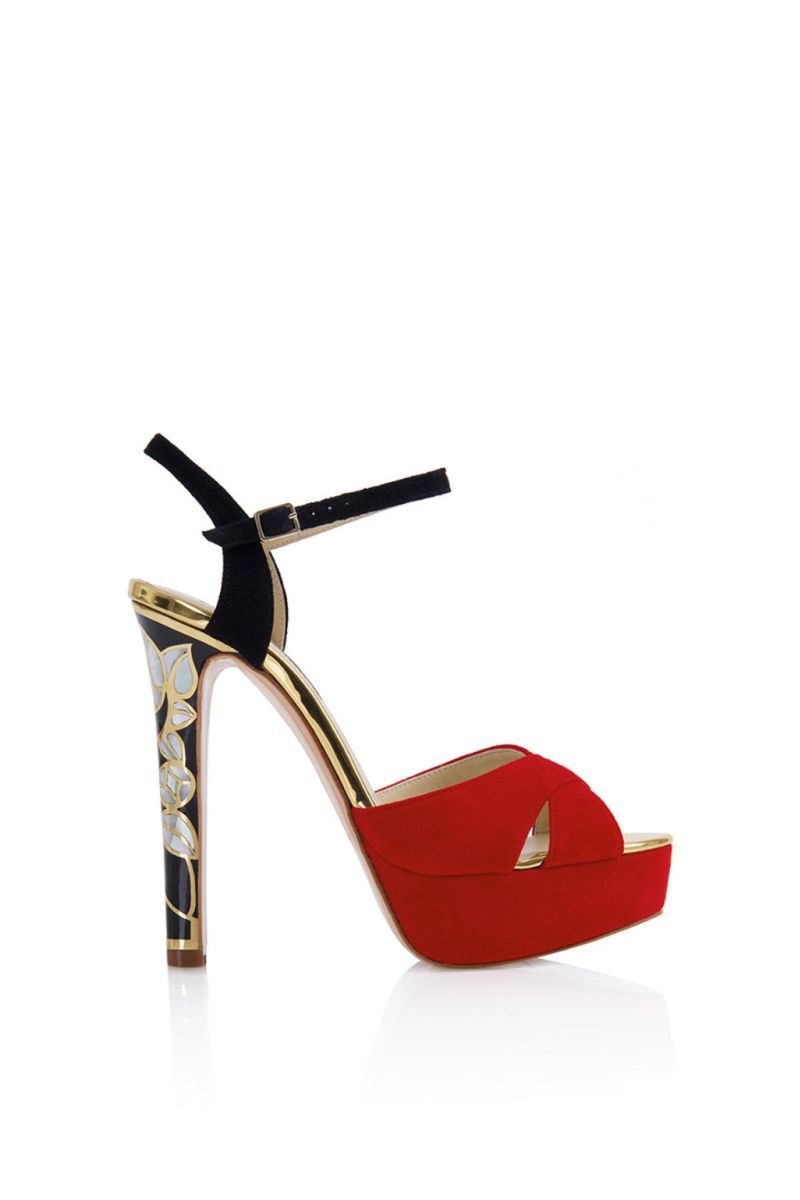 Freya Rose Rose in Bloom Rouge heels with elegant design and floral accents, showcasing a stylish and sophisticated footwear option.