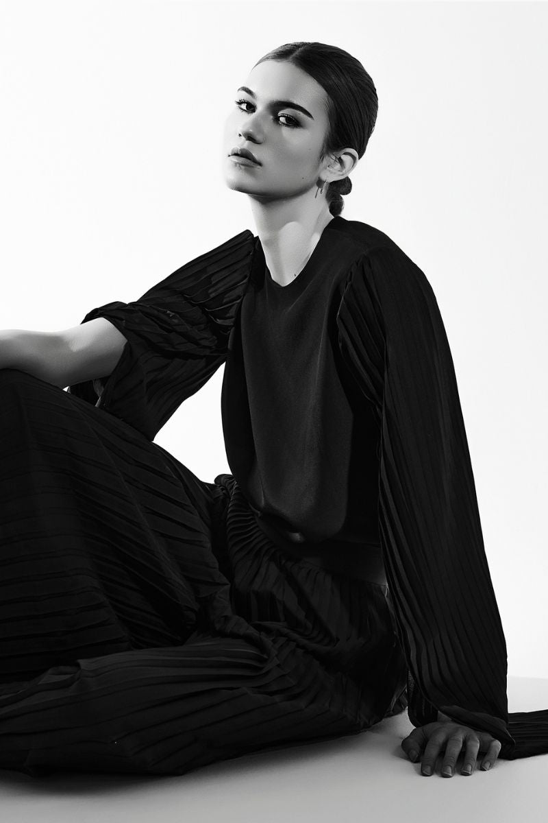 PLEATED CREPE DE CHINE TOP - CULT MIA