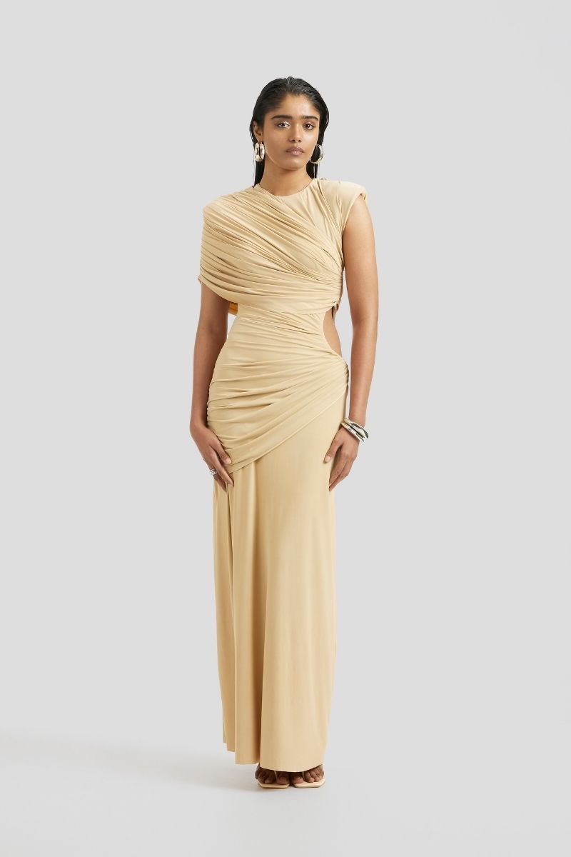 LISETTE MAXI DRESS IN BEIGE - CULT MIA