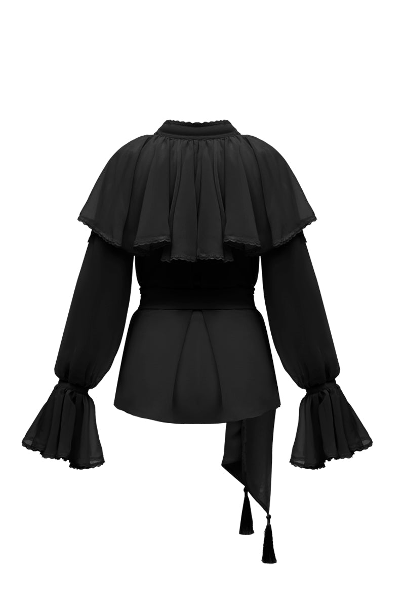 OCEAN OF THE TENDERNESS BLOUSE IN BLACK - CULT MIA
