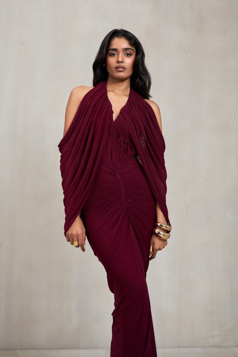 deme burgundy dress Deme by Gabriella Burgundy Bloom Maxi Dress
