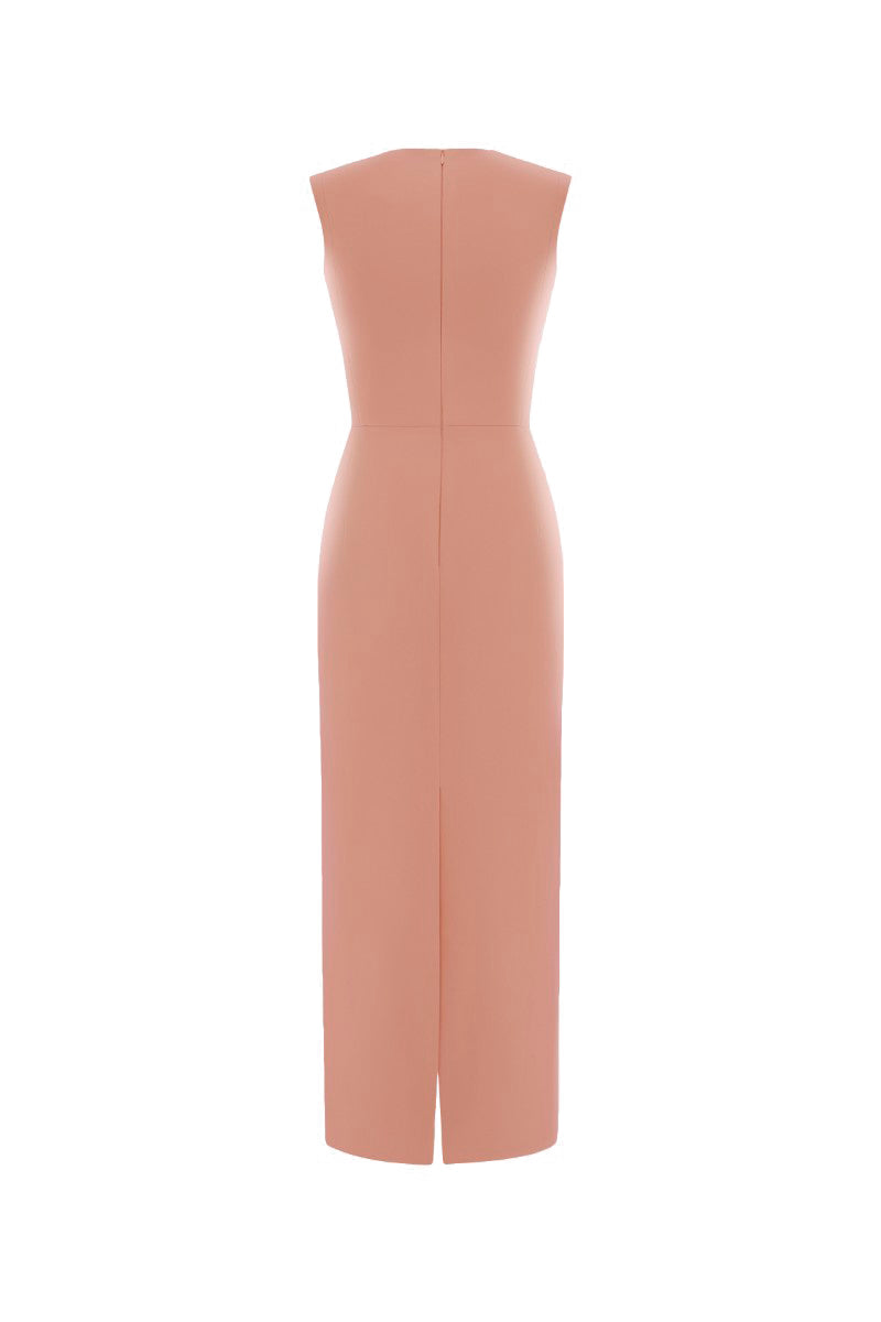 Pink Duisburg dress by Lekieu, a stylish midi dress with a flowy silhouette, perfect for elegant occasions.