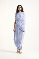 Deme By Gabriella Kyra Maxi Dress in periwinkle with flowing fabric and sleeveless design, perfect for elegant summer wear.