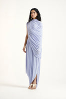 Deme By Gabriella Kyra Maxi Dress in periwinkle color, flowing fabric, and elegant design perfect for summer or formal occasions.