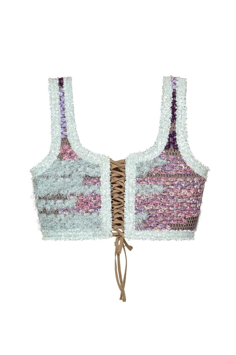 AVRIL CROP TOP IN PURPLE MULTI - CULT MIA