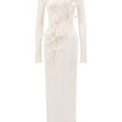 Elegant DOHA gown by Arti Apparel featuring intricate embroidery and flowing fabric for formal occasions.