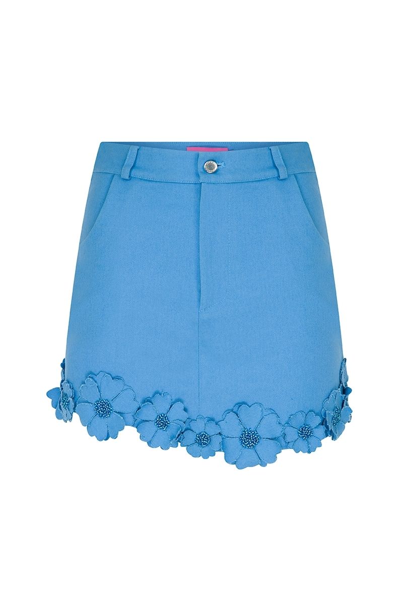 BUTTERCUP BLUE FLORAL MINI SKIRT - CULT MIA