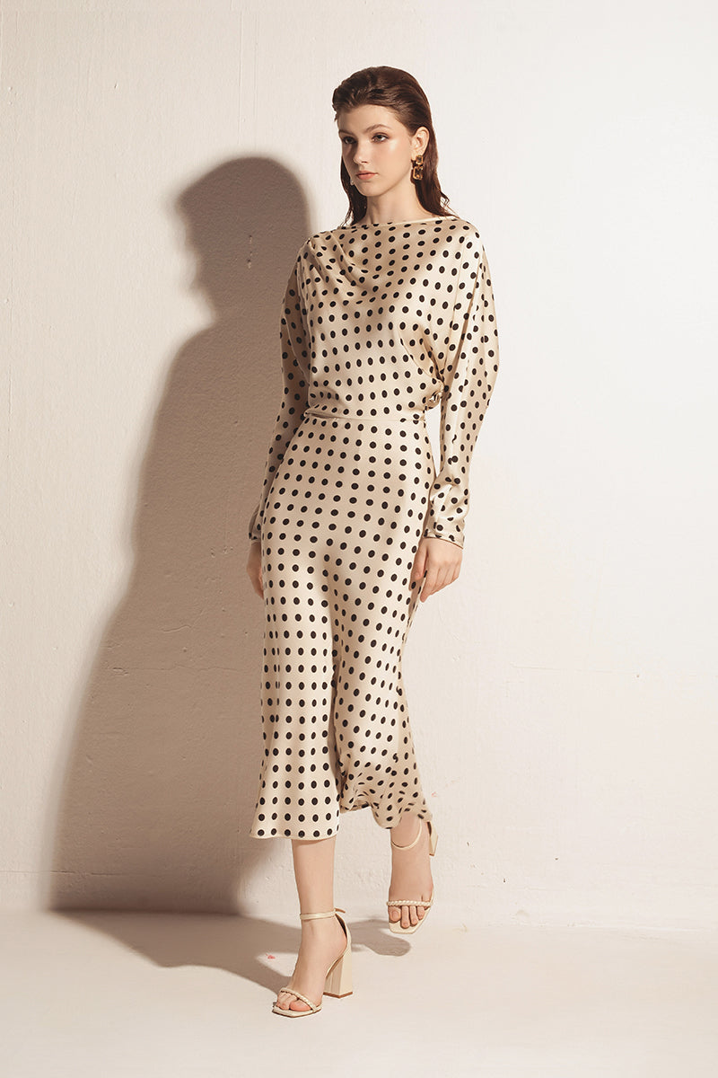 LONG SLEEVE MIDI DRESS IN IVORY | CULT MIA | Valenciani LONG SLEEVE MIDI DRESS IN IVORY | CULT MIA | Valenciani