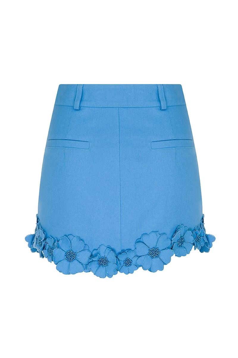 BUTTERCUP BLUE FLORAL MINI SKIRT - CULT MIA