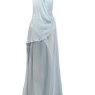 Deme By Gabriella RINA mini dress in stylish fabric, shown on a hanger with a close-up of the textured material.
