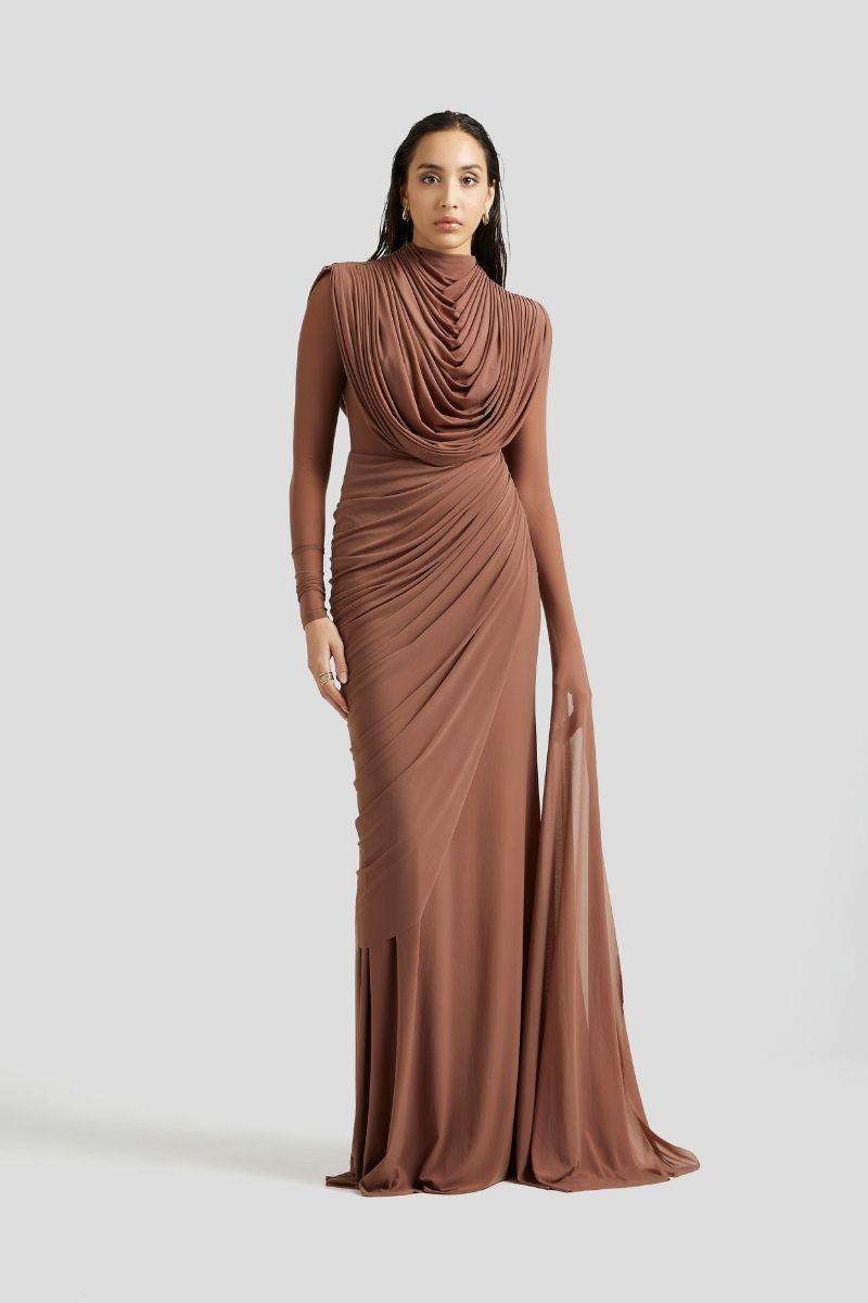 IVANNA MAXI DRESS IN MOCHA PINK - CULT MIA