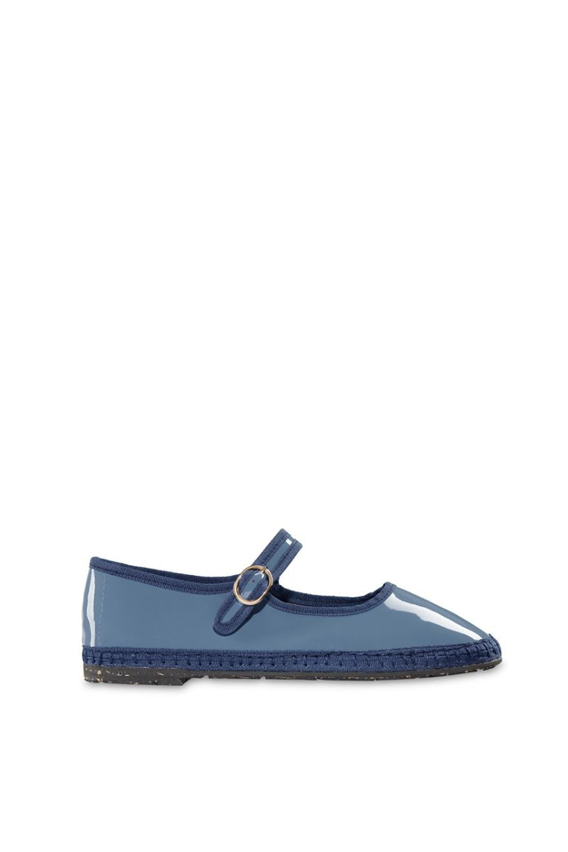 DEAN MARY JANE PATENT LEATHER IN BLUE WITH DARK BLUE PIPING - CULT MIA