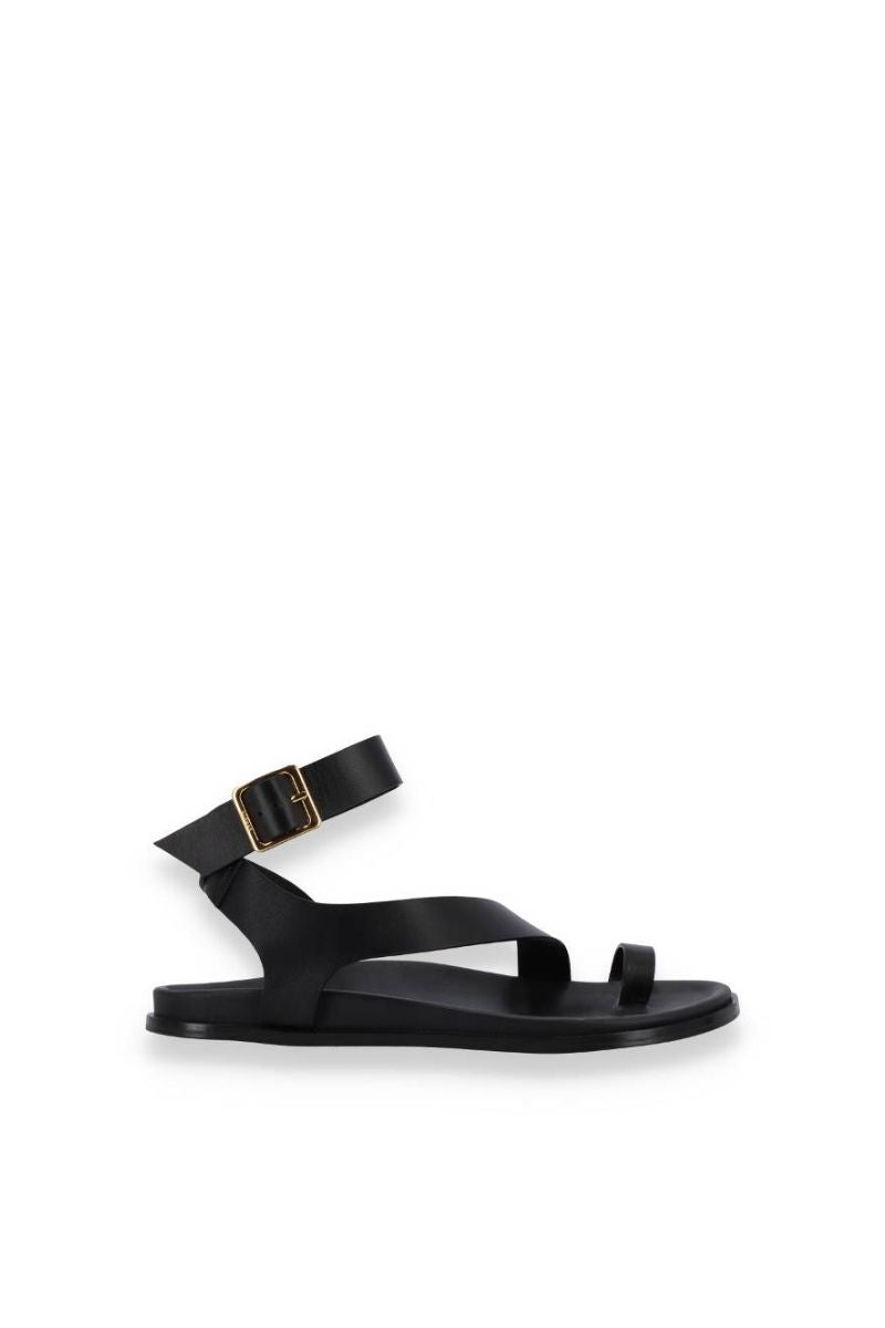 MYLES BLACK LEATHER SANDALS - CULT MIA