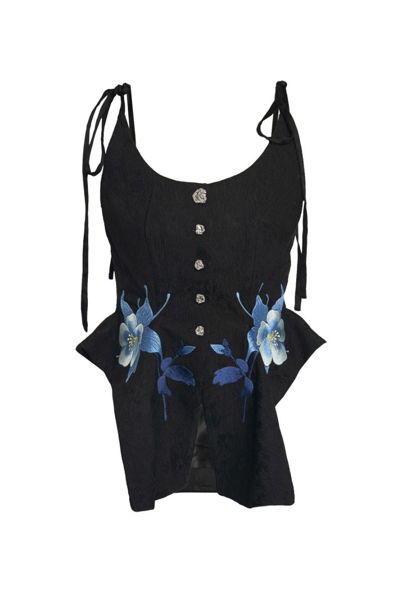 BLACK JACQUARD TOP - CULT MIA
