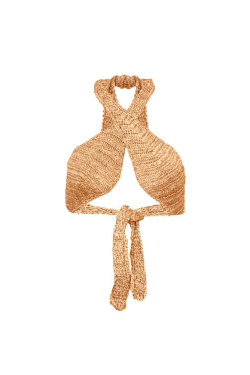 MERLUZA GOLD CROCHET SEQUIN TOP - CULT MIA