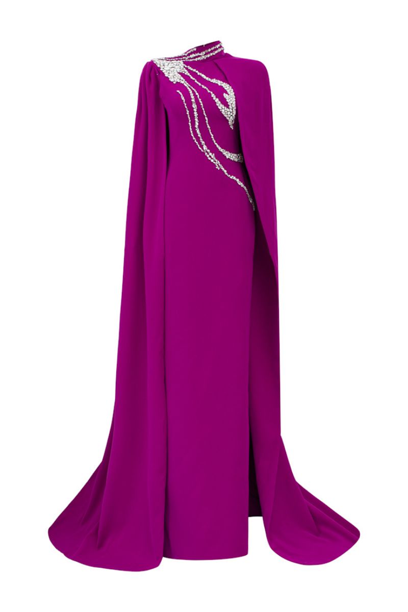 VERONICA CREPE FLOW CRYSTAL GOWN - CULT MIA