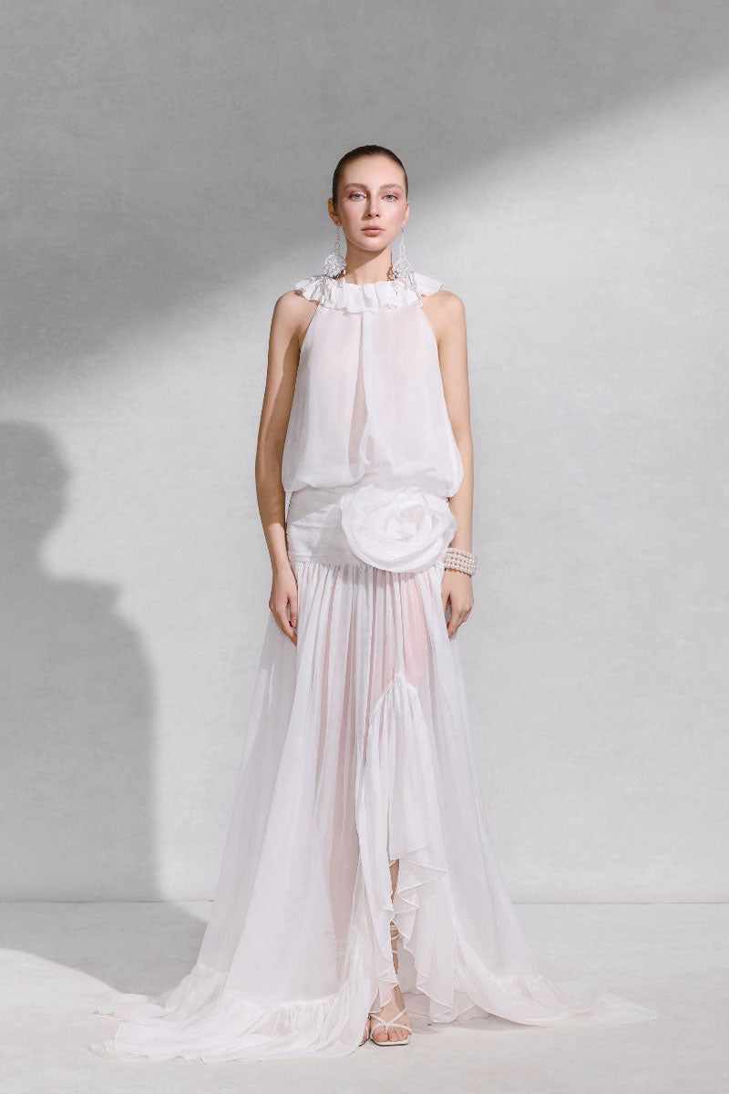 Arti Apparel SALUS maxi dress in flowing fabric with a stylish design, perfect for casual or summer wear.