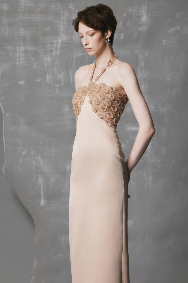 fitted bodycon dress Lady Black Tie - Maxima Gown - Satin & Lace Hang Or Line Dry Bodycon Midi Dress with Gold