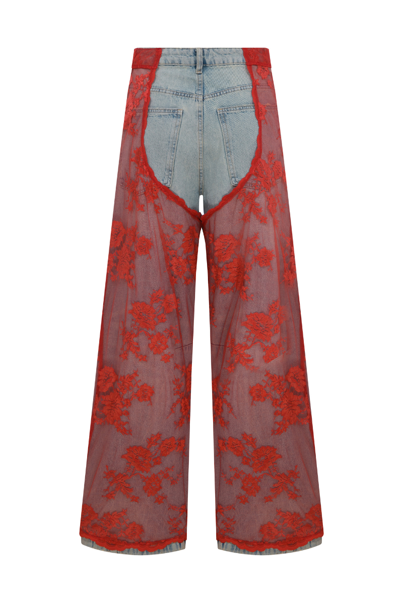 JEANS WITH LACE CHAPS - CULT MIA