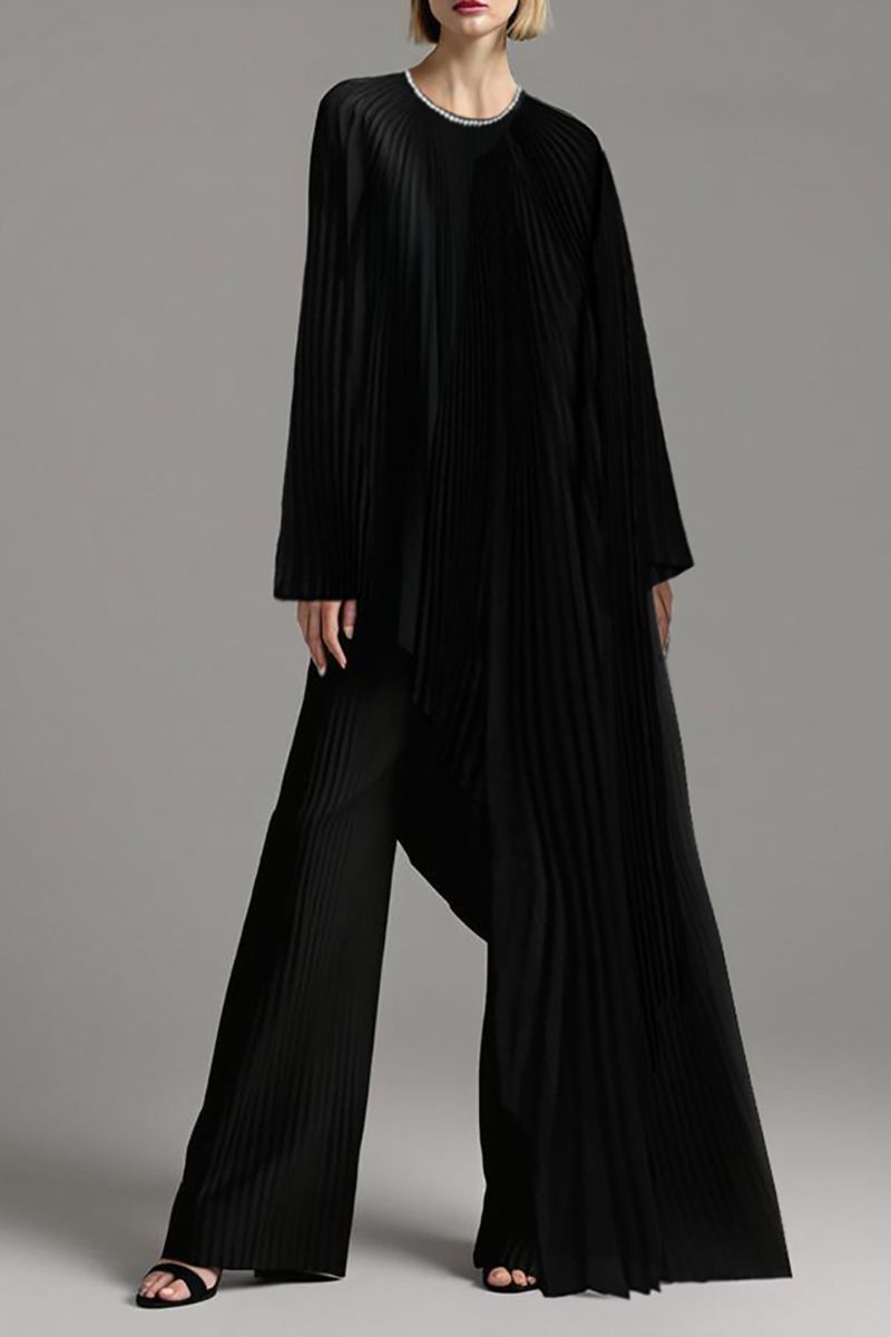 PLISSÉ-SATIN WIDE-LEG PANT - CULT MIA