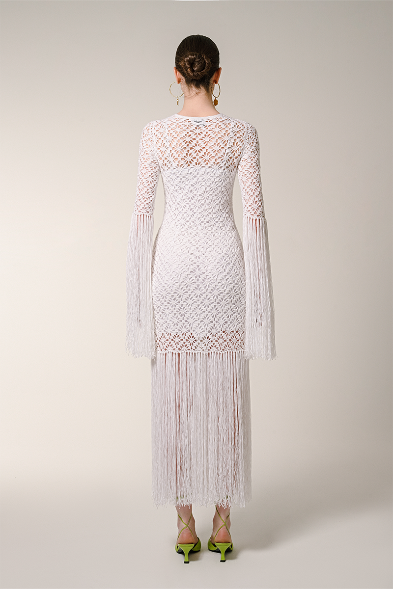 WHITE FRINGE DRESS - CULT MIA