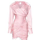 Do Long Rosé Whisper mini dress, stylish pink mini dress with elegant fit and soft fabric, perfect for casual or party wear.