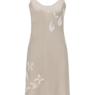 Bocan Couture MISS ELIA short rayon nightgown with beige lace trim, lightweight and comfortable sleepwear for women.