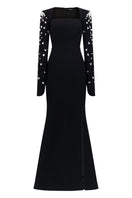 Black Glamour Mermaid Gown by Lili Blanc featuring a fitted silhouette and elegant design, perfect for formal occasions.