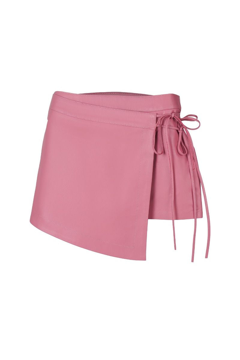 CELINE LEATHER SKIRT IN BLUSH PINK