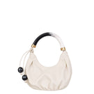 White leather top handle bag by Adriana Castro from the LOULOU LEATHER collection, featuring sleek design and structured shape.