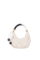 White leather top handle bag by Adriana Castro from the LOULOU LEATHER collection, featuring sleek design and structured shape.