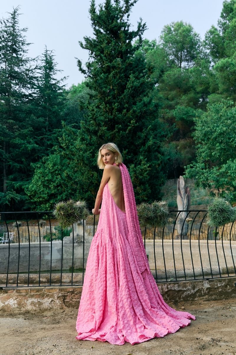 Sisters Talia Maxi Dress in Powder Rose featuring flowy fabric and elegant design, perfect for summer or special occasions.