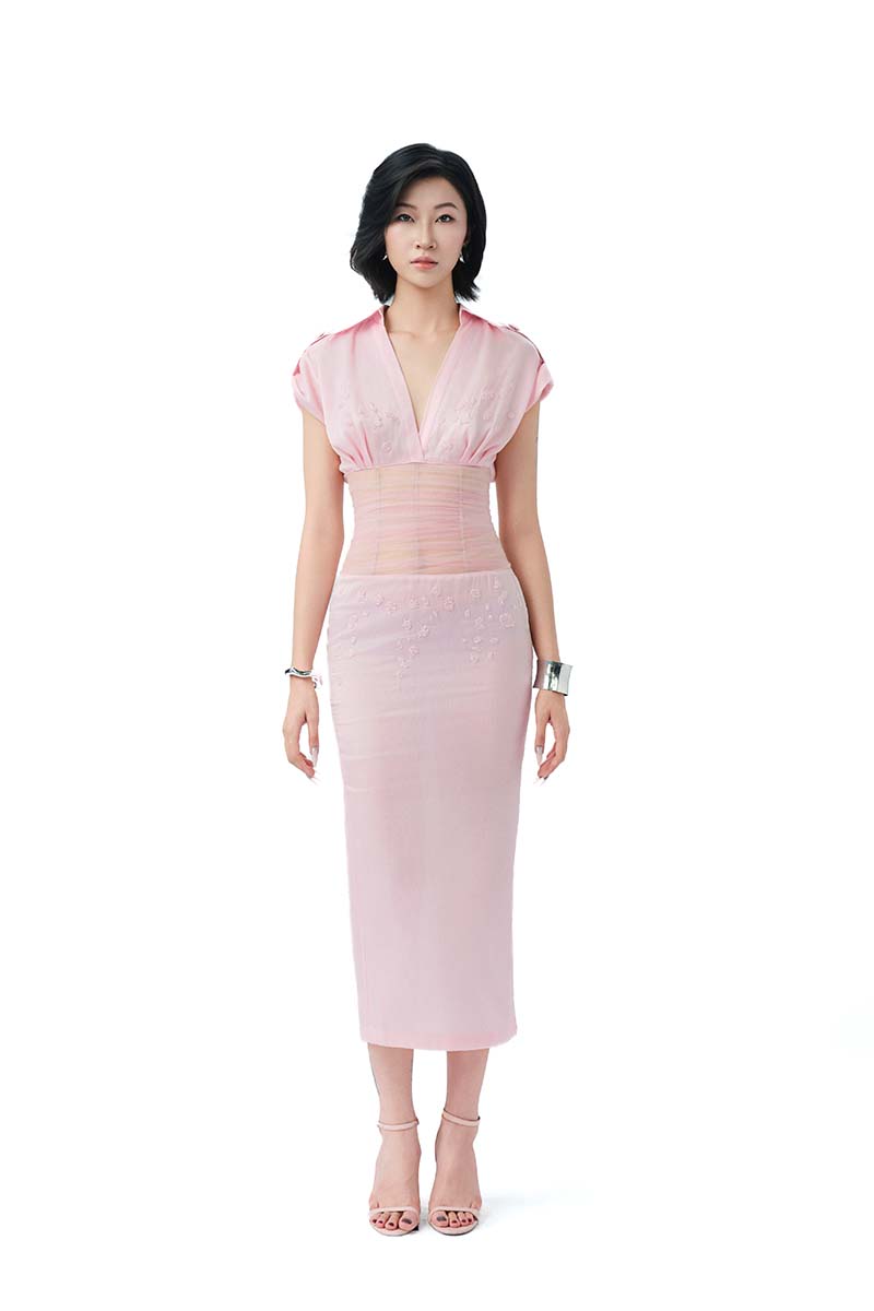 BLUSH SCULPT MIDI DRESS