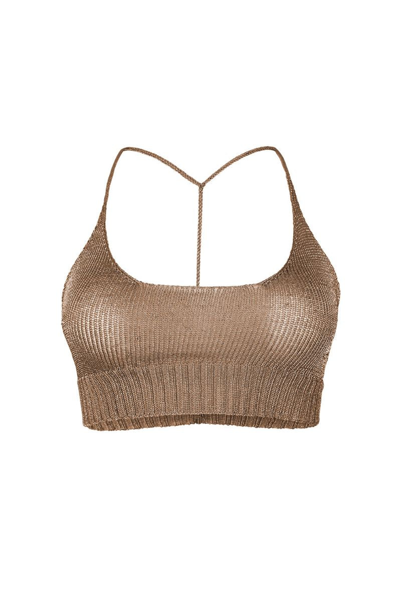 ROSE GOLD SPARKLY KNIT BRALETTE - CULT MIA
