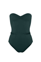 KIÓHNE Kaia swimsuit in botanical green with floral print, stylish one-piece swimwear for women, perfect for beach or pool.