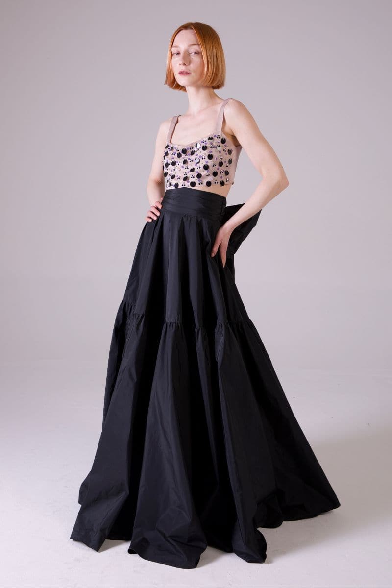 SISI BLACK TAFFETA MAXI SKIRT - CULT MIA