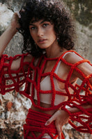 Kasia Kulenty Simone Cherry co-ord set featuring a matching top and pants with a vibrant cherry print.