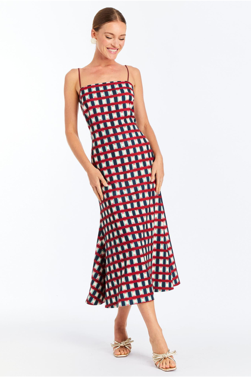 Mestiza New York Tropez reversible midi dress featuring a stylish, flowy fabric and versatile design in vibrant colors.