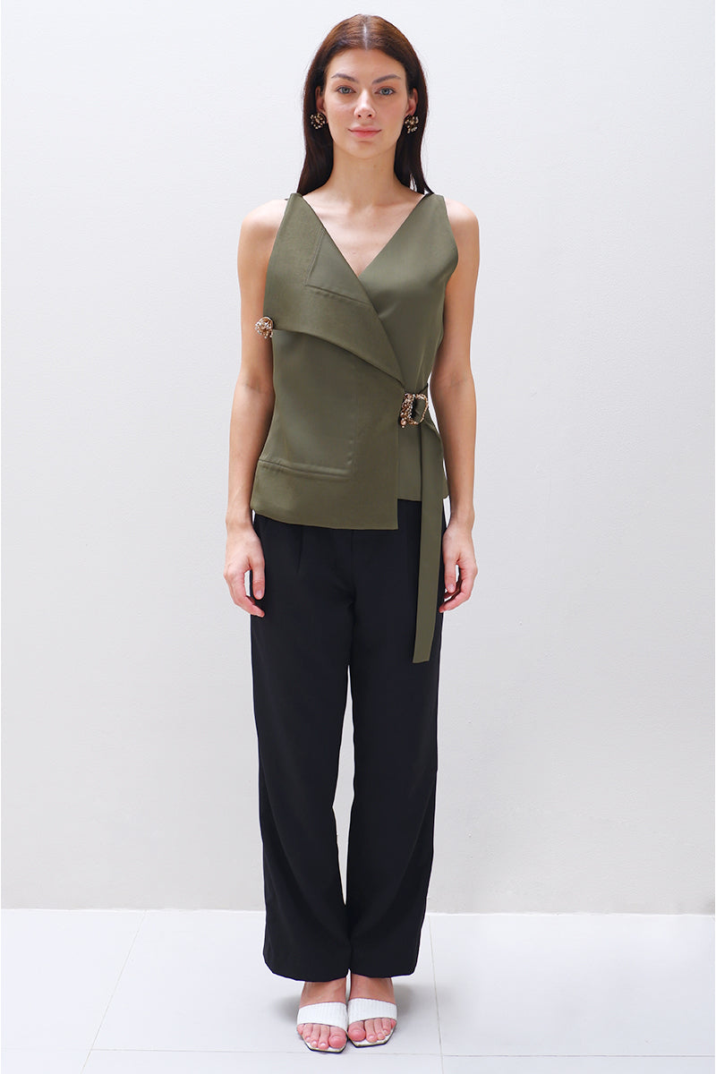 DRIFTE TOP IN OLIVE GREEN - CULT MIA
