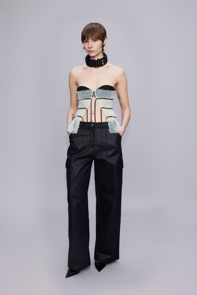 STRAPLESS TULLE TIE FRONT TOP - CULT MIA